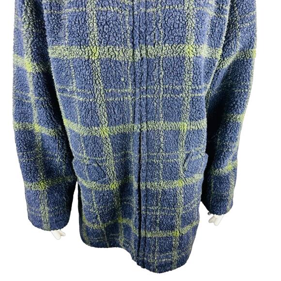 Chadwicks of Boston Womans Sz Medium Plaid Blue Jacket Stretch Lined Teddy - Picture 5 of 8